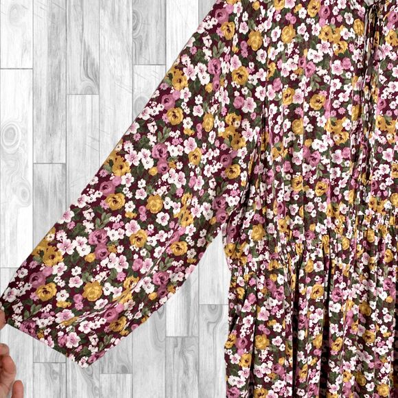 Torrid Womens Dress 2X Floral Challis Keyhole Neck Empire Waist Pockets Plus New - Picture 4 of 14